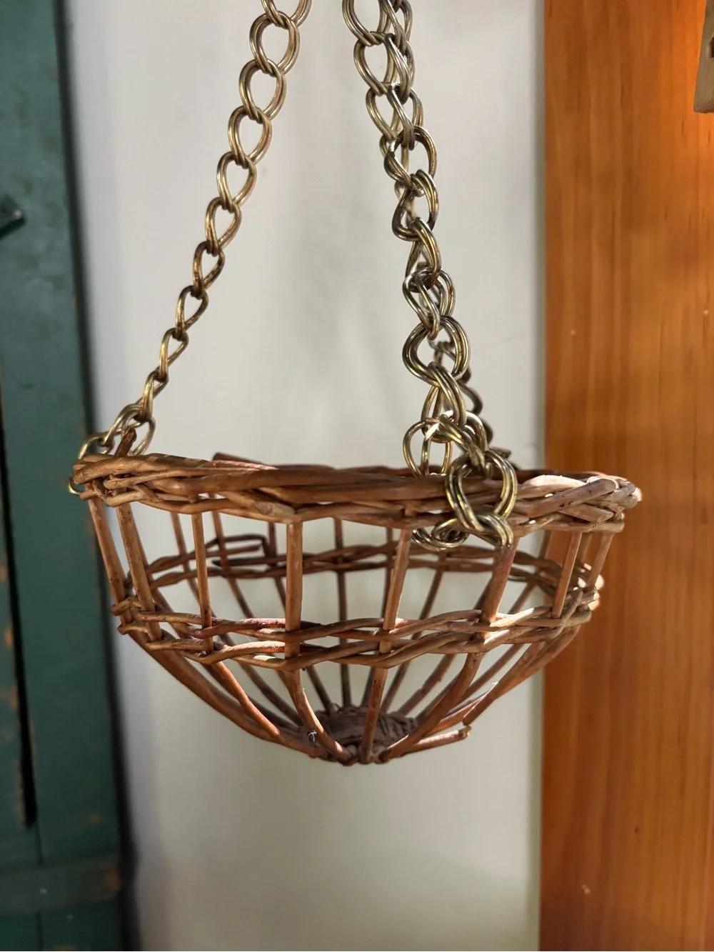 Vintage Hanging Wicker Basket Tray